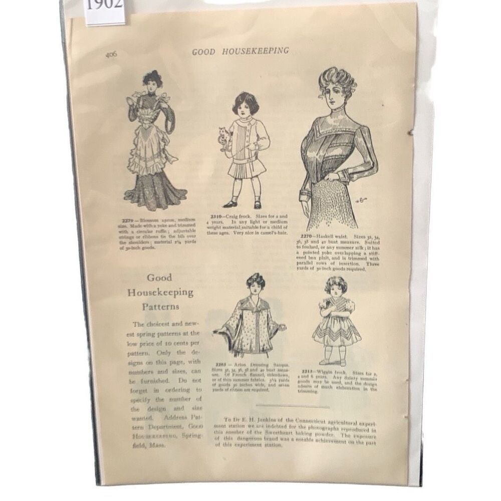 Vintage 1902 Good Housekeeping Patterns Ad Advertisement